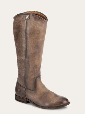 Frye Melissa Button 2 Tall Leather Riding Boot Grey 8.5